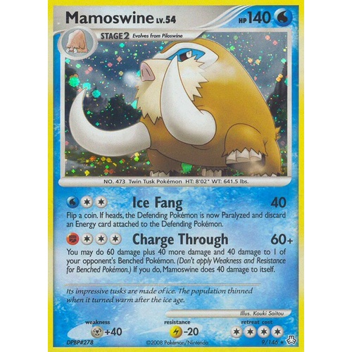 Mamoswine 9/146 DP Legends Awakened Holo Rare Pokemon Card NEAR MINT TCG