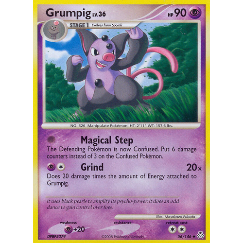 Grumpig 56/146 DP Legends Awakened Uncommon Pokemon Card NEAR MINT TCG