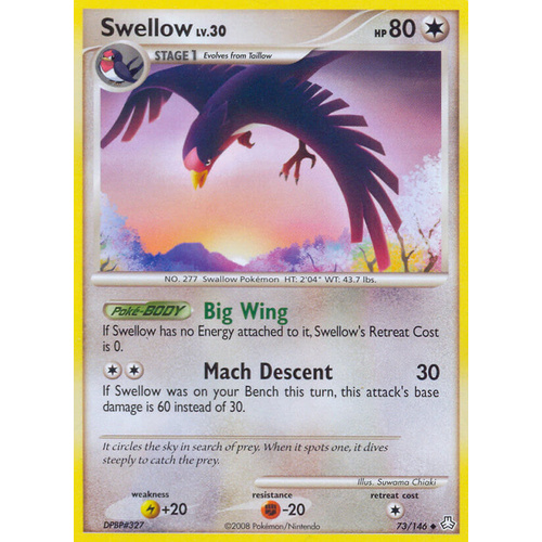 Swellow 73/146 DP Legends Awakened Uncommon Pokemon Card NEAR MINT TCG