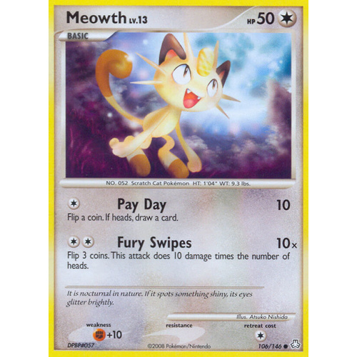 Meowth 106/146 DP Legends Awakened Common Pokemon Card NEAR MINT TCG