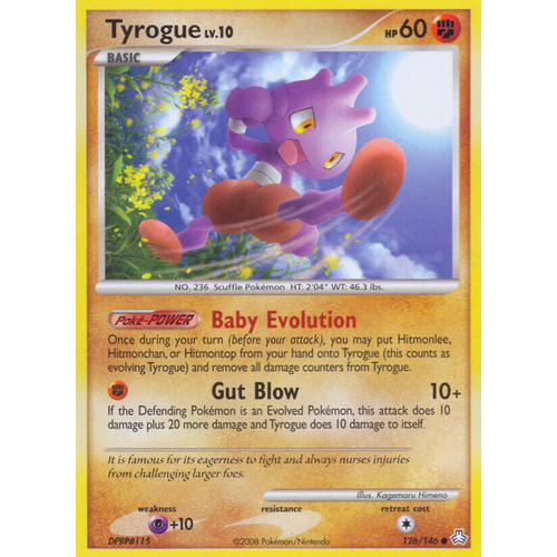 Tyrogue 126/146 DP Legends Awakened Common Pokemon Card NEAR MINT TCG