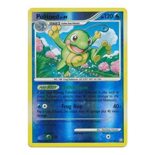 Politoed 12/146 DP Legends Awakened Reverse Holo Rare Pokemon Card NEAR MINT TCG