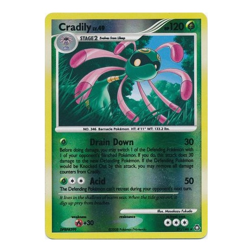 Cradily 21/146 DP Legends Awakened Reverse Holo Rare Pokemon Card NEAR MINT TCG