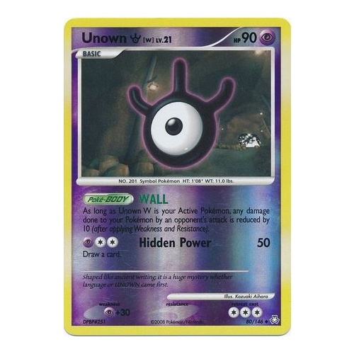 Unown W 80/146 DP Legends Awakened Reverse Holo Uncommon Pokemon Card NEAR MINT TCG