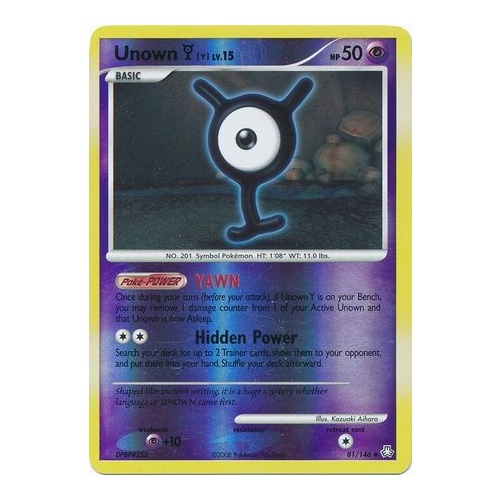 Unown Y 81/146 DP Legends Awakened Reverse Holo Uncommon Pokemon Card NEAR MINT TCG