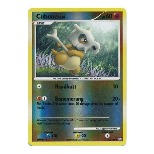 Cubone 90/146 DP Legends Awakened Reverse Holo Common Pokemon Card NEAR MINT TCG