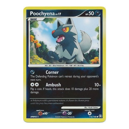 Poochyena 116/146 DP Legends Awakened Reverse Holo Common Pokemon Card NEAR MINT TCG