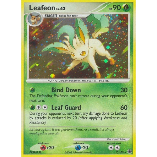 Leafeon 7/100 DP Majestic Dawn Holo Rare Pokemon Card NEAR MINT TCG