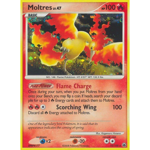 Moltres 10/100 DP Majestic Dawn Holo Rare Pokemon Card NEAR MINT TCG