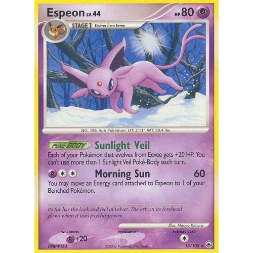 Espeon 18/100 DP Majestic Dawn Rare Pokemon Card NEAR MINT TCG