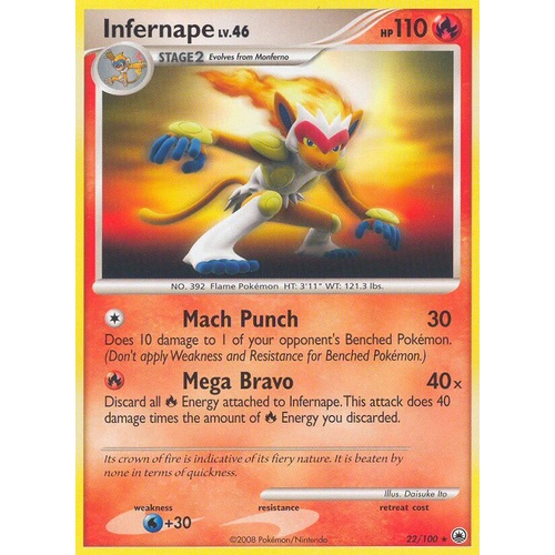 Infernape 22/100 DP Majestic Dawn Rare Pokemon Card NEAR MINT TCG