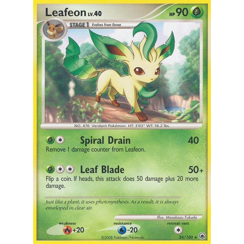 Leafeon 24/100 DP Majestic Dawn Rare Pokemon Card NEAR MINT TCG