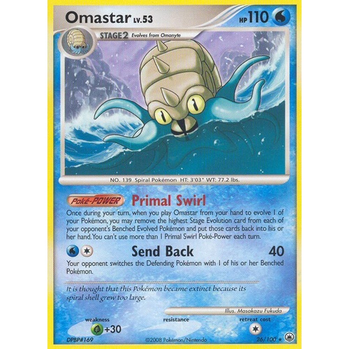 Omastar 26/100 DP Majestic Dawn Rare Pokemon Card NEAR MINT TCG