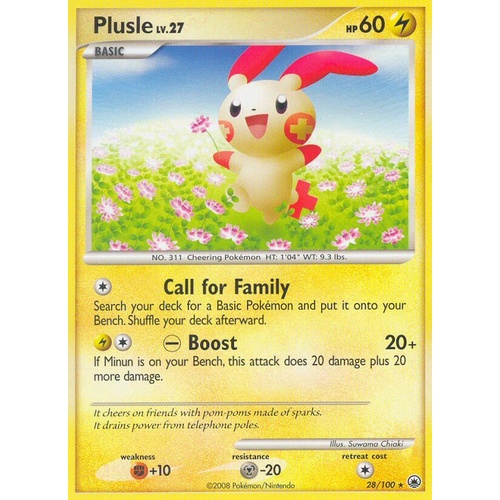 Plusle 28/100 DP Majestic Dawn Rare Pokemon Card NEAR MINT TCG