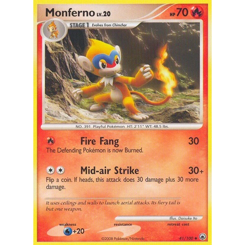 Monferno 41/100 DP Majestic Dawn Uncommon Pokemon Card NEAR MINT TCG