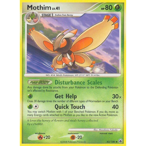 Mothim 42/100 DP Majestic Dawn Uncommon Pokemon Card NEAR MINT TCG