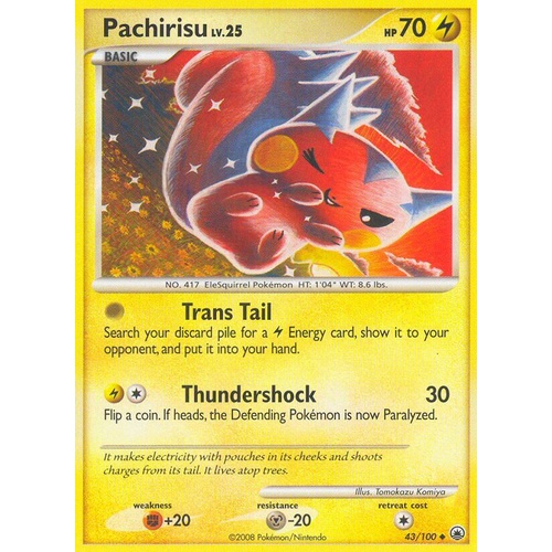 Pachirisu 43/100 DP Majestic Dawn Uncommon Pokemon Card NEAR MINT TCG