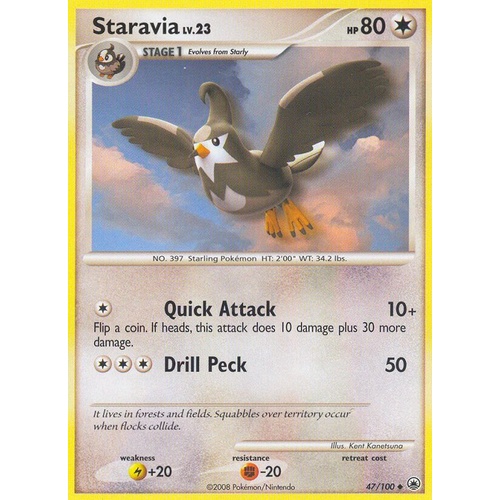 Staravia 47/100 DP Majestic Dawn Uncommon Pokemon Card NEAR MINT TCG