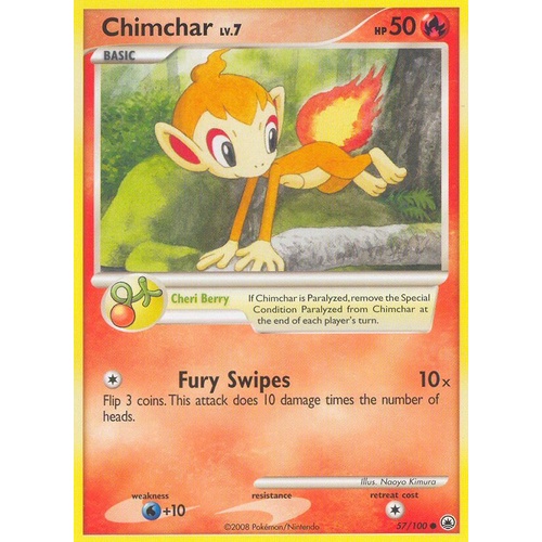 Chimchar 57/100 DP Majestic Dawn Common Pokemon Card NEAR MINT TCG