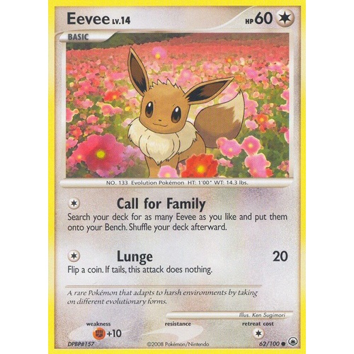 Eevee 62/100 DP Majestic Dawn Common Pokemon Card NEAR MINT TCG