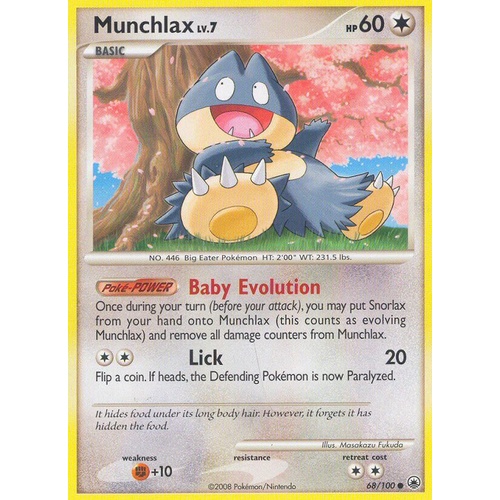 Munchlax 68/100 DP Majestic Dawn Common Pokemon Card NEAR MINT TCG