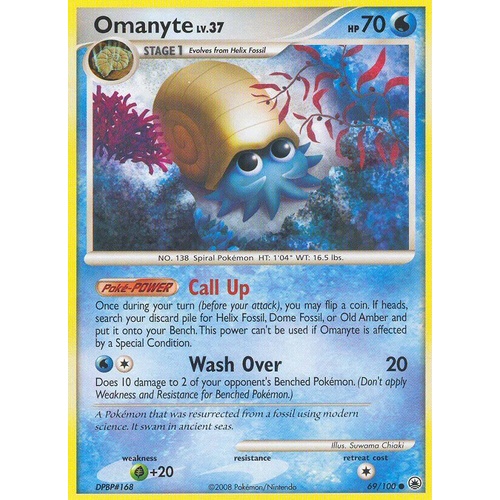 Omanyte 69/100 DP Majestic Dawn Common Pokemon Card NEAR MINT TCG