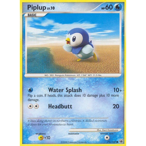 Piplup 71/100 DP Majestic Dawn Common Pokemon Card NEAR MINT TCG