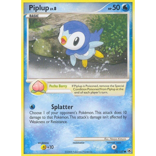 Piplup 72/100 DP Majestic Dawn Common Pokemon Card NEAR MINT TCG