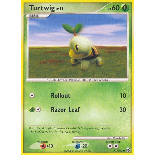 Turtwig 77/100 DP Majestic Dawn Common Pokemon Card NEAR MINT TCG
