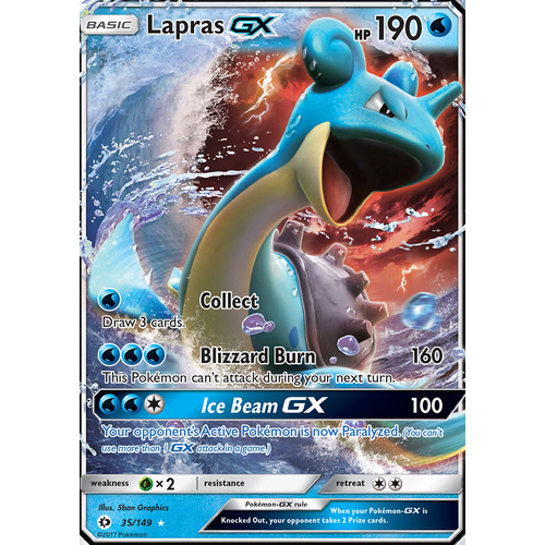 Lapras GX 35/149 SM Base Set Holo Ultra Rare Pokemon Card NEAR MINT TCG