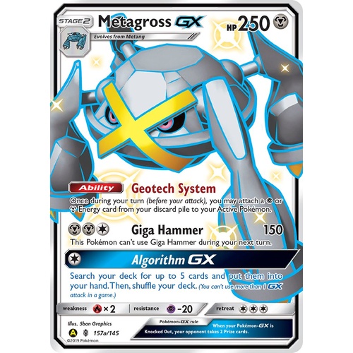 Metagross GX 157a/145 SM Alternate Art Promo Guardians Rising Full Art Holo Pokemon Card