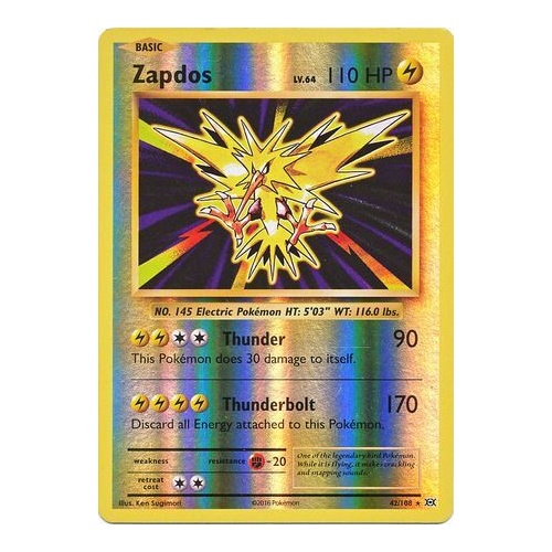 Zapdos 42/108 XY Evolutions Reverse Holo Rare Pokemon Card NEAR MINT TCG