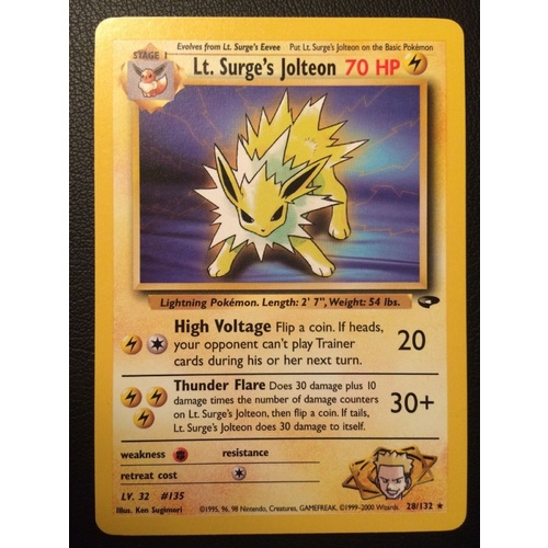 Lt. Surge's Jolteon 28/132 Gym Challenge Pokemon Card Singles mint go bw xy TCG