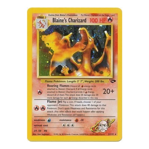 Blaine's Charizard 2/132 Gym Challenge Holo Pokemon Card Singles mint go bw xy TCG