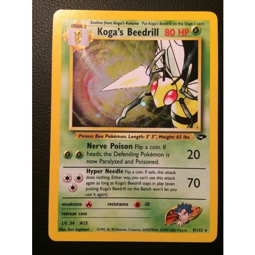 Koga's Beedrill 9/132 Gym Challenge Rare Holo Pokemon Card NEAR MINT TCG
