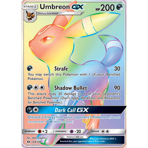 Umbreon GX 154/149 SM Base Set Holo Full Art Hyper Rare Pokemon Card NEAR MINT TCG