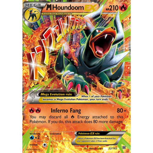 Mega Houndoom EX 22/162 XY Breakthrough Ultra Rare Holo Pokemon Card MINT TCG