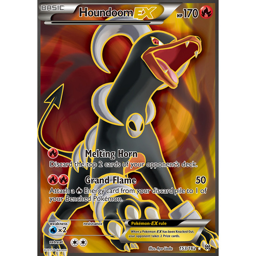 Houndoom EX 153/162 XY Breakthrough Ultra Rare Full Art Holo Pokemon Card MINT