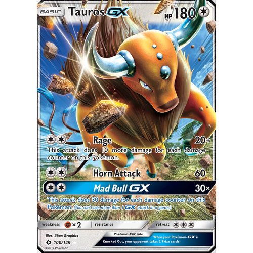 Tauros GX 100/149 SM Base Set Holo Ultra Rare Pokemon Card NEAR MINT TCG