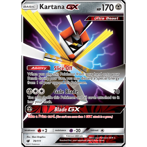 Kartana GX 70/111 SM Crimson Invasion Ultra Rare Holo Pokemon Card MINT TCG