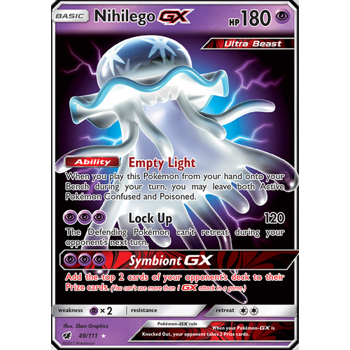 Nihilego GX 49/111 SM Crimson Invasion Ultra Rare Holo Pokemon Card BEAST MINT