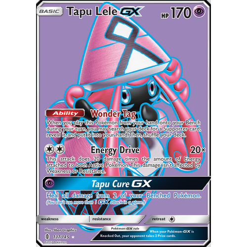 Tapu Lele GX 137/145 SM Guardians Rising Ultra Rare Full Art Holo Pokemon Card