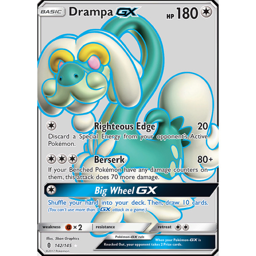 Drampa GX 142/145 SM Guardians Rising Full Art Ultra Rare Holo Pokemon Card