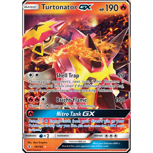 Turtonator GX 18/145 SM Guardians Rising Ultra Rare Pokemon Card MINT TCG