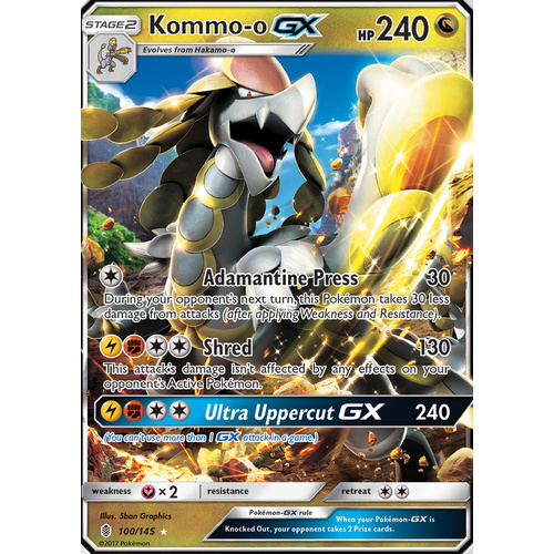 Kommo-o GX 100/145 SM Guardians Rising Ultra Rare Pokemon Card MINT TCG