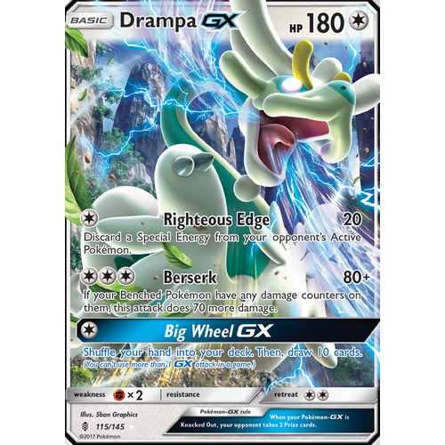Drampa GX 115/145 SM Guardians Rising Ultra Rare Pokemon Card MINT TCG
