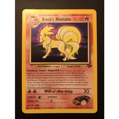 Brock's Ninetales 3/132 Gym Challenge Rare Holo Pokemon Card NEAR MINT TCG
