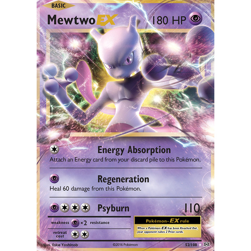 Mewtwo EX 52/108 XY Evolutions Holo Ultra Rare Pokemon Card NEAR MINT TCG