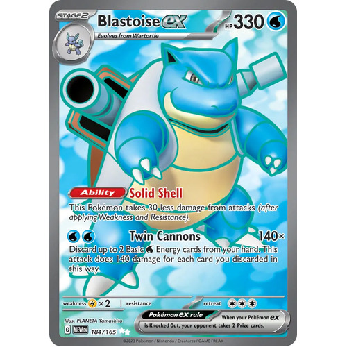 Blastoise EX 184/165 SV 151 Full Art Secret Rare Holo Pokemon Card NEAR MINT TCG