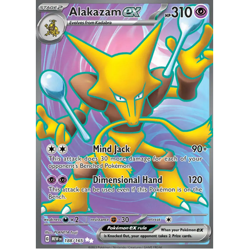 Alakazam EX 188/165 SV 151 Full Art Secret Rare Holo Pokemon Card NEAR MINT TCG